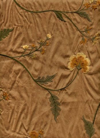 Gold Faux Silk Embroidered Drapery Fabric