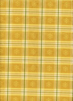Yellow Gold and Green Plaid with Embossed Flowers