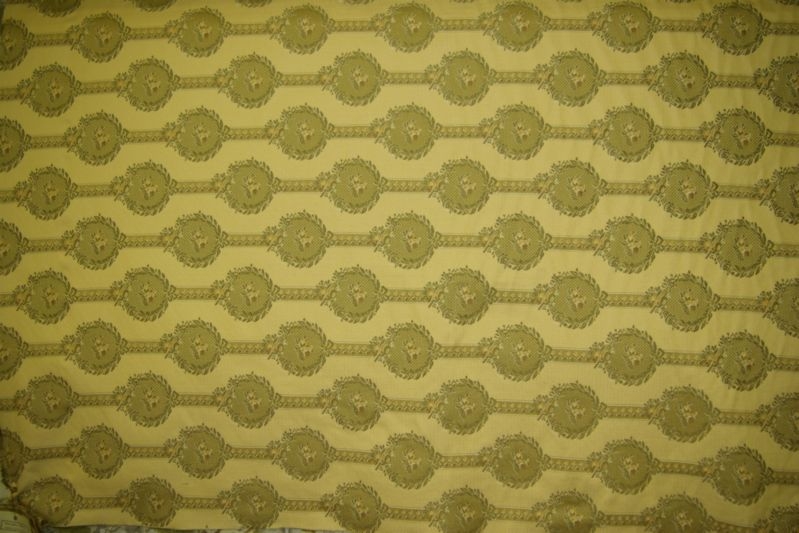Pale Gold and Sage Floral Medallian with Ribbon Stripe
