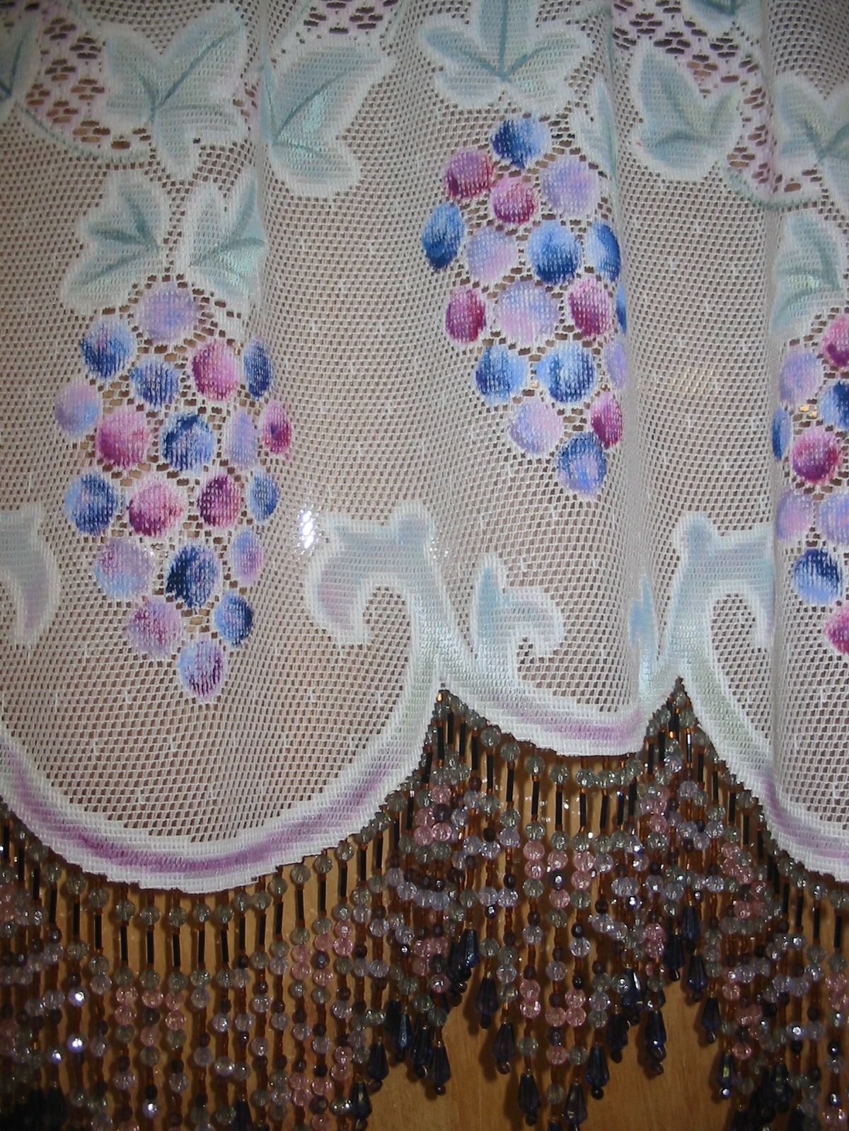 Lace Panel Handpainted Beautiful Tuscan Blue Grape Pattern