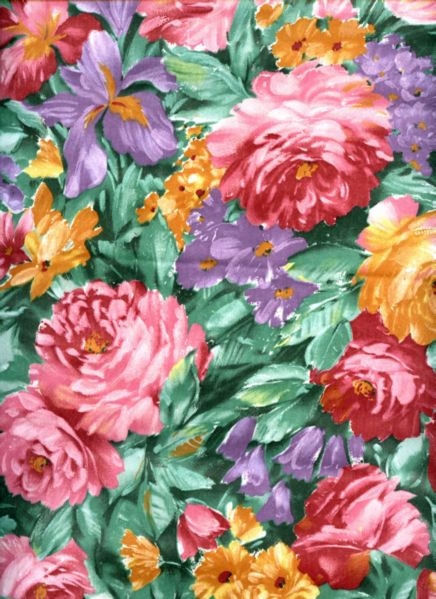 Vibrant Floral Drapery Fabric in Aqua, Kelly Green, Burgandy, Ro