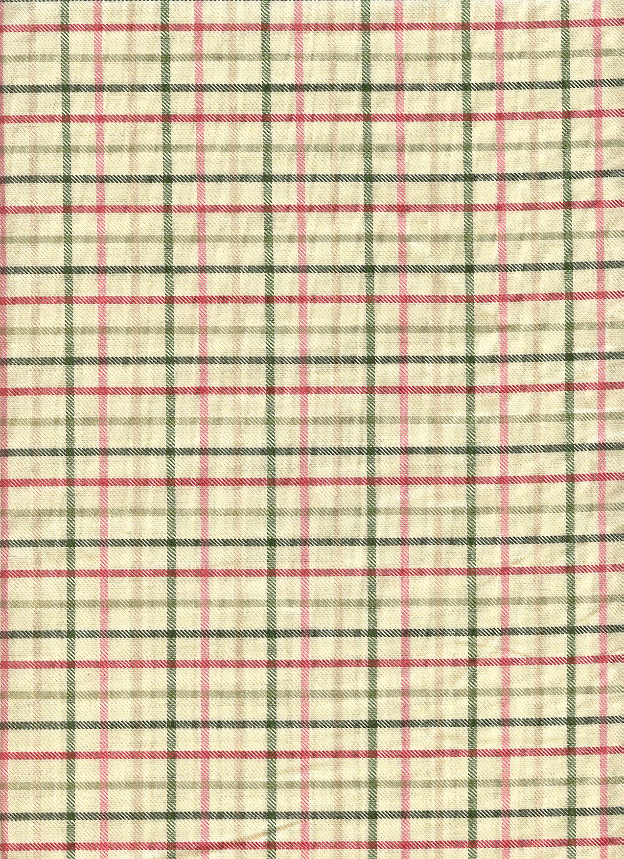 Spring Time Plaid in Pink and Green on Cream